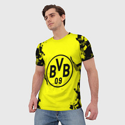 Футболка мужская FC Borussia Dortmund: Yellow & Black, цвет: 3D-принт — фото 2