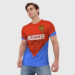 Футболка мужская Russia Red & Blue, цвет: 3D-принт — фото 2