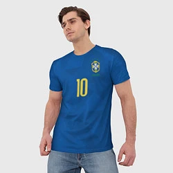 Футболка мужская Сборная Бразилии: Неймар ЧМ-2018 гостевая, цвет: 3D-принт — фото 2
