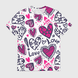 Футболка мужская Love - pink hearts, цвет: 3D-принт