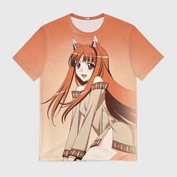 Футболка мужская Милая аниме девочка-оборотень - Волчица и пряности, цвет: 3D-принт