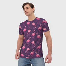 Футболка мужская Фиолетовые фламинго, цвет: 3D-принт — фото 2
