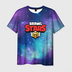 Футболка мужская BRAWL STARS лого в космосе, цвет: 3D-принт