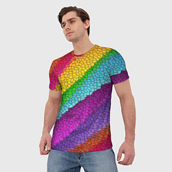 Футболка мужская Яркая мозаика радуга диагональ, цвет: 3D-принт — фото 2