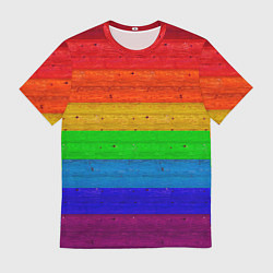 Футболка мужская Разноцветные доски радужный, цвет: 3D-принт