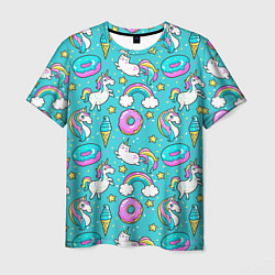 Футболка мужская Turquoise unicorn, цвет: 3D-принт