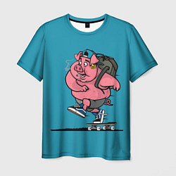 Футболка мужская Свинья на скейте, цвет: 3D-принт