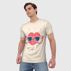 Футболка мужская Сердце в очках, цвет: 3D-принт — фото 2
