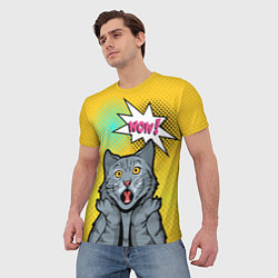 Футболка мужская Pop Art Cat Wow, цвет: 3D-принт — фото 2
