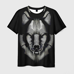 Футболка мужская Волк из волнистых линий, цвет: 3D-принт