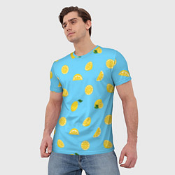 Футболка мужская Лимоны на голубом, цвет: 3D-принт — фото 2