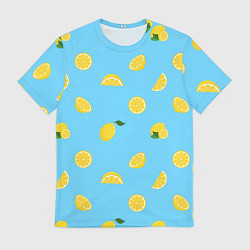 Футболка мужская Лимоны на голубом, цвет: 3D-принт