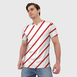 Футболка мужская Полосы красные на белом, цвет: 3D-принт — фото 2