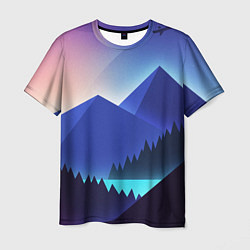 Футболка мужская Неоновые горы, цвет: 3D-принт