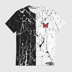Футболка мужская ЧБ ГРАНЖ RED BUTTERFLY Z, цвет: 3D-принт