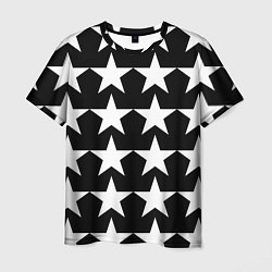 Футболка мужская Белые звёзды на чёрном фоне, цвет: 3D-принт