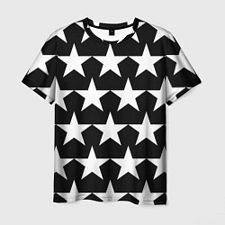 Футболка мужская Белые звёзды на чёрном фоне 2, цвет: 3D-принт
