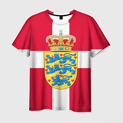 Футболка мужская Дания Герб и флаг Дании, цвет: 3D-принт
