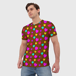 Футболка мужская Сердечки разноцветные, цвет: 3D-принт — фото 2
