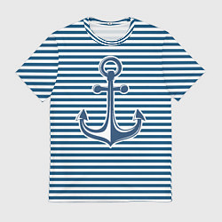 Футболка мужская Тельняшка с якорем, цвет: 3D-принт
