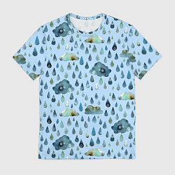 Футболка мужская Дождливая осень Тучки и дождь, цвет: 3D-принт