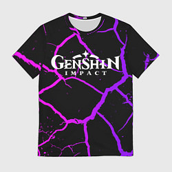 Футболка мужская НЕОНОВЫЕ ТРЕЩИНЫ ГЕНШИН, цвет: 3D-принт