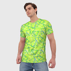 Футболка мужская Абстрактный неоновый зеленый, цвет: 3D-принт — фото 2