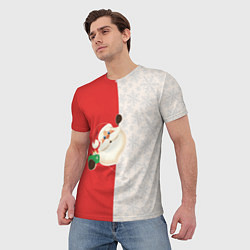 Футболка мужская Дед Мороз селфи, цвет: 3D-принт — фото 2