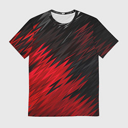 Футболка мужская ЧЁРНО КРАСНЫЕ КРАСКИ RED BLACK STRIPES, цвет: 3D-принт