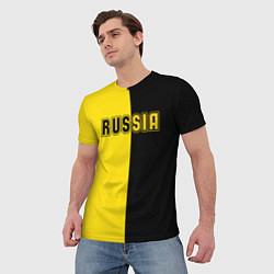 Футболка мужская Россия черно желтое RUSSIA - BORUSSIA, цвет: 3D-принт — фото 2
