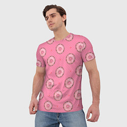 Футболка мужская Розовые пончики паттерн, цвет: 3D-принт — фото 2