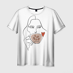 Футболка мужская Монолиния девушка с кофе, цвет: 3D-принт