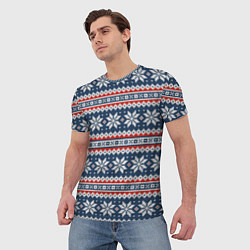 Футболка мужская Knitted Christmas Pattern, цвет: 3D-принт — фото 2