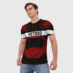 Футболка мужская Metroid Dread Black Red Logo, цвет: 3D-принт — фото 2