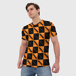 Футболка мужская Black Orange Squares, цвет: 3D-принт — фото 2