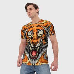 Футболка мужская Символ года тигр в гневе, цвет: 3D-принт — фото 2