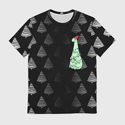 Футболка мужская ДИНОЗАВРИК В СТИЛЕ НОВОГО ГОДА, цвет: 3D-принт
