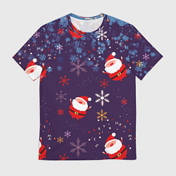 Футболка мужская Дед Мороз в снежинках, цвет: 3D-принт