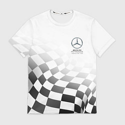 Футболка мужская MERCEDES, МЕРСЕДЕС СПОРТ, ФИНИШНЫЙ ФЛАГ, ФОРМУЛА 1, цвет: 3D-принт