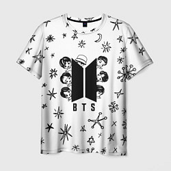 Футболка мужская ЛОГОТИП БТС LOGO BTS, цвет: 3D-принт