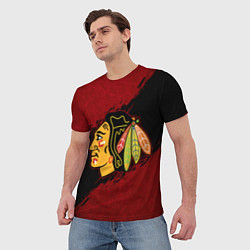 Футболка мужская Chicago Blackhawks, Чикаго Блэкхокс, цвет: 3D-принт — фото 2