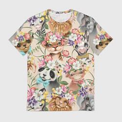 Футболка мужская Дикие животные паттерн, цвет: 3D-принт