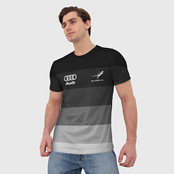 Футболка мужская Audi, Ауди Серый градиент, цвет: 3D-принт — фото 2