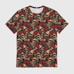 Мужская футболка ROCK AND ROLL Черепа и Розы