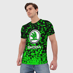Футболка мужская Skoda - Пиксели, цвет: 3D-принт — фото 2