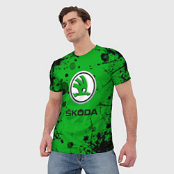 Футболка мужская Skoda - Брызги красок, цвет: 3D-принт — фото 2