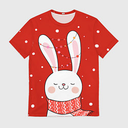 Футболка мужская ЗАЙКА И СНЕЖИНКИ, цвет: 3D-принт