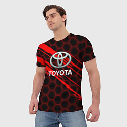 Футболка мужская Toyota: Красные соты, цвет: 3D-принт — фото 2