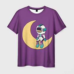 Футболка мужская Astronaut on the moon - сидит, цвет: 3D-принт