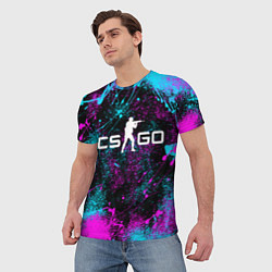 Футболка мужская КС ГО НЕОН CS GO NEON, цвет: 3D-принт — фото 2